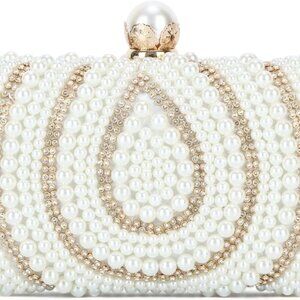 Elegant White Pearl Clutch Purse for Women - Perfect for Weddings and Evenings